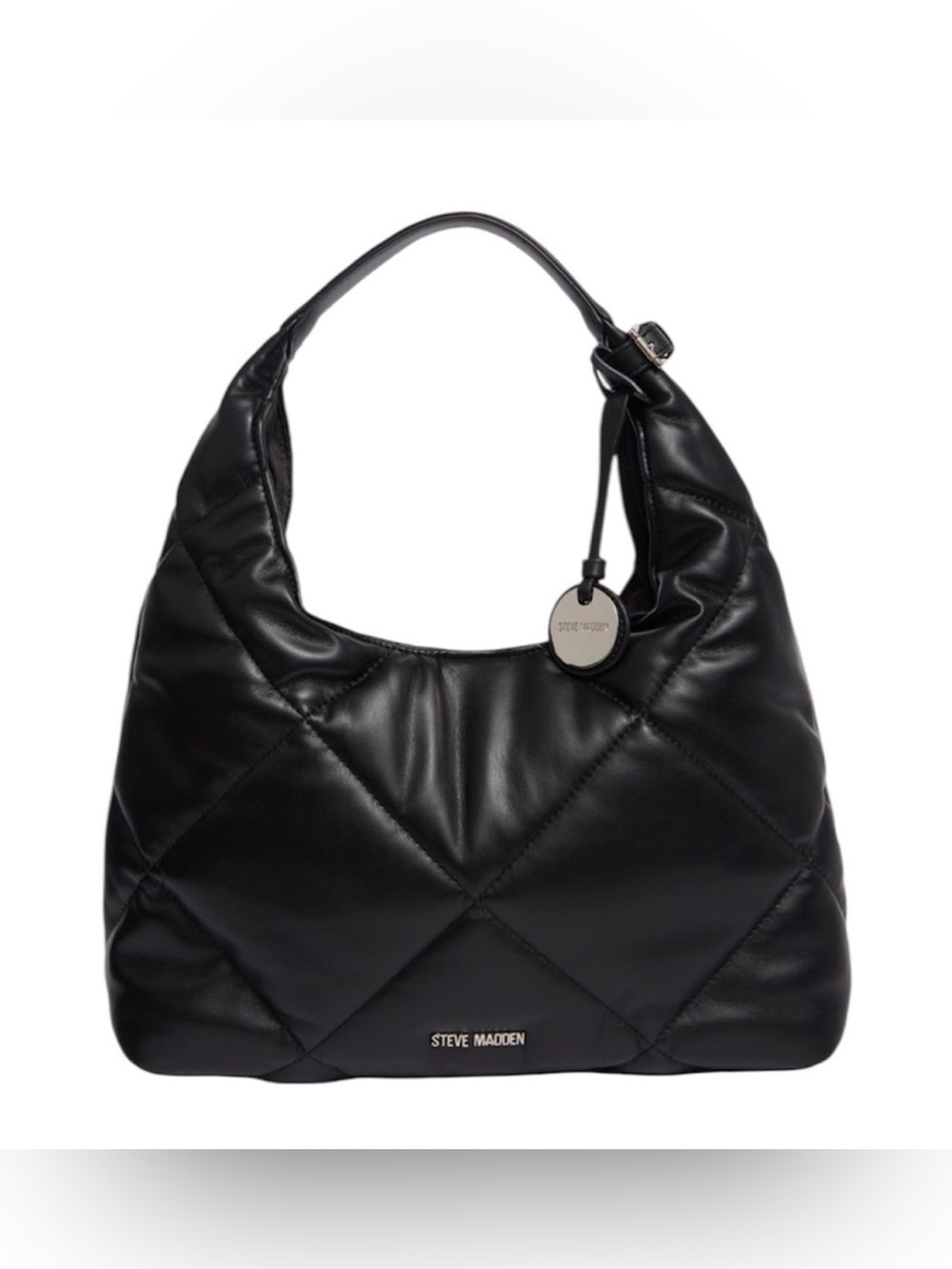 Steve Madden Black Quilted Max Hobo Bag NWT